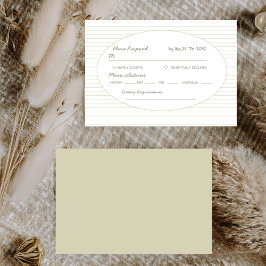 Chic Minimalist Stripe Green Wedding RSVP Karte
