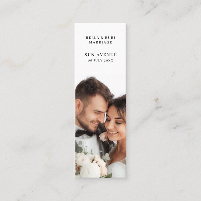 Chic Minimalist Wedding Favor Mini Bookmark Card Visitenkarte (Vorderseite)