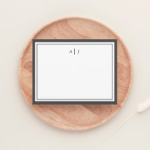 Chic Minimalistisch Ash Black Two Border Monogram