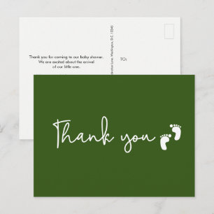 Chic Minimalistisch Baby Dusche danke Green Postkarte