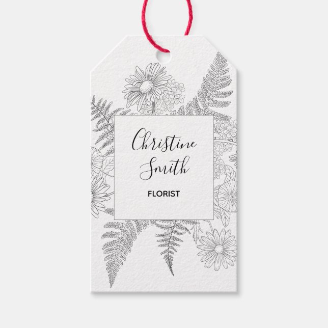 Chic Minimalistisch Black and White Line Gezeichne Geschenkanhänger (Vorderseite)