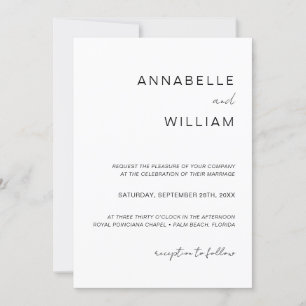 Chic Minimalistisch Black & White Wedding QR Code Einladung