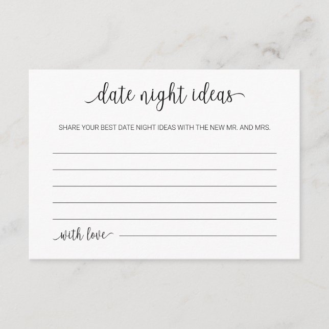 Chic Minimalistisch Calligrafy Date Night Ideale K Begleitkarte (Vorderseite)