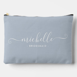 Chic Minimalistisch Dusty Blue Personalisiert Brid Zubehörtasche