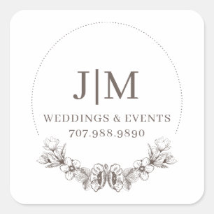 Chic Minimalistisch Event Wedding Planner Werbeakt Quadratischer Aufkleber