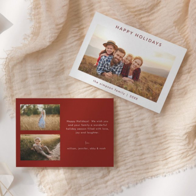 Chic Minimalistisch Family Foto Happy Holidays Car Einladung (Von Creator hochgeladen)