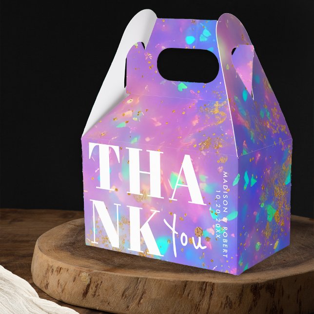 Chic Minimalistisch Gold Opal Bold Vielen Dank für Geschenkschachtel (Von Creator hochgeladen)