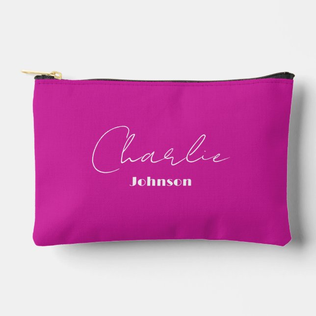 Chic, Minimalistisch Hot Pink Zubehörtasche (Vorderseite)