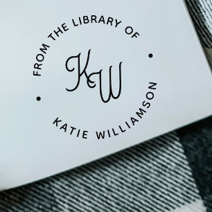 Chic Minimalistisch Initials Round Typografy Libra Gummistempel