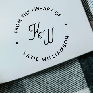 Chic Minimalistisch Initials Round Typografy Libra Gummistempel