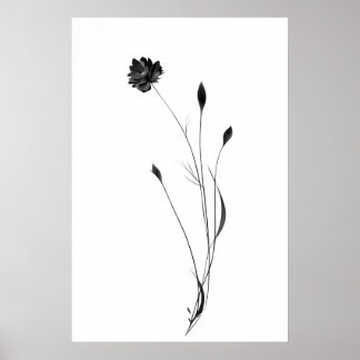 "Chic Minimalistisch Ink Blume Poster - Abstrakt F