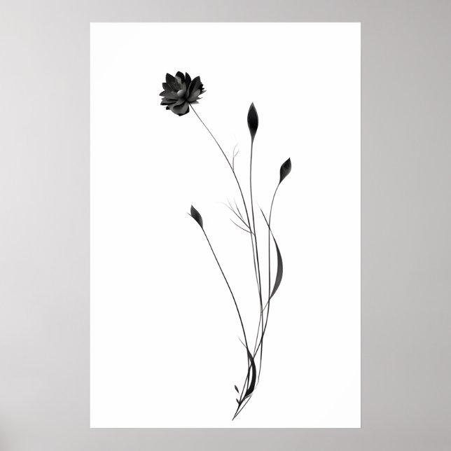 "Chic Minimalistisch Ink Blume Poster - Abstrakt F (Vorne)
