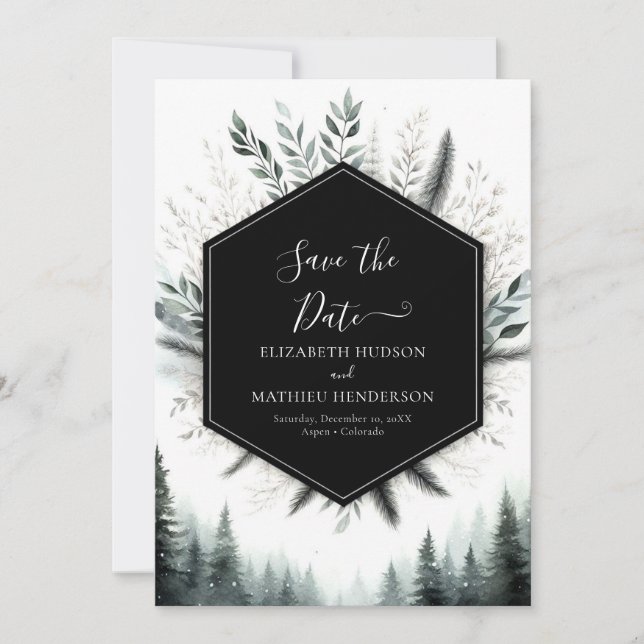 Chic Minimalistisch Mountain Wedding Save The Date (Vorderseite)