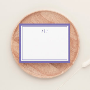 Chic Minimalistisch Periwinkle Two Border Monogram Mitteilungskarte