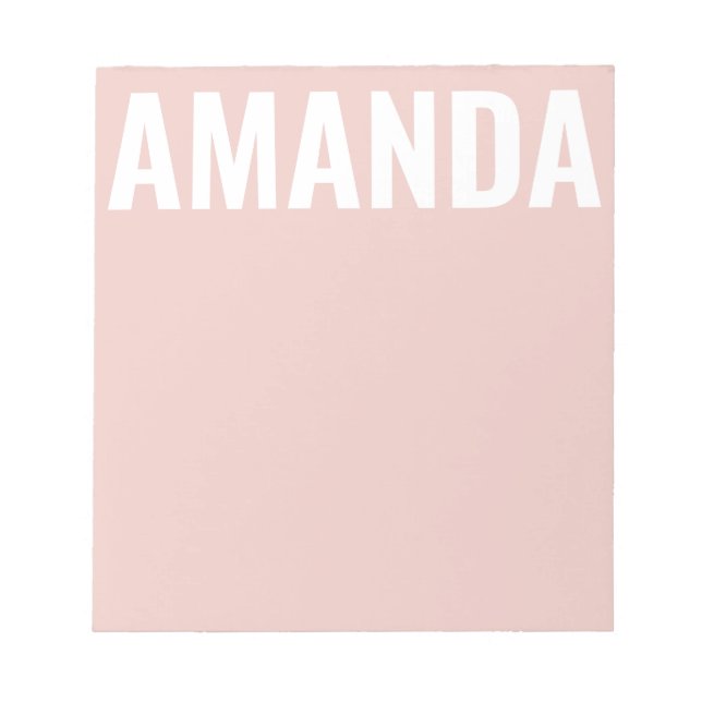 Chic Minimalistisch Pink Individuelle Name Notizblock (Vorderseite)
