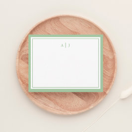 Chic Minimalistisch Sage Green Two Border Monogram Mitteilungskarte