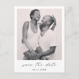 Chic Minimalistisch Simple Foto Wedding Save the D Ankündigungspostkarte