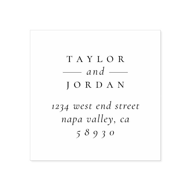 Chic Minimalistisch Typografy Wedding Rücksendeadr Gummistempel (Prägung)