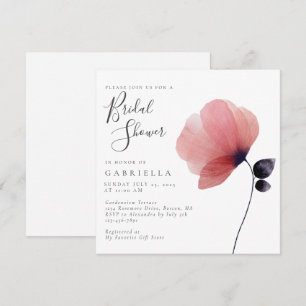 Chic Minimalistisch Watercolor Poppy Brautparty Einladung