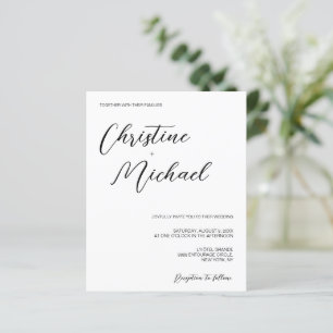 Chic Minimalistisch Wedding Schwarz-weiß Simple
