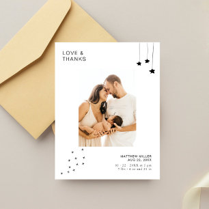 Chic-minimalistische Foto-Baby-Shower-Dankeskarten Postkarte