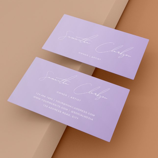Chic Minimalistische Hand Lettered Blush Lila Skri Visitenkarte (Von Creator hochgeladen)