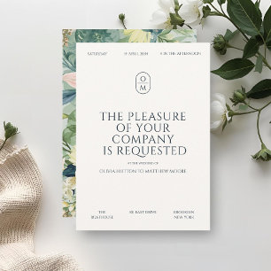 Chic-minimalistische Typografie-Monogramm-Hochzeit Einladung