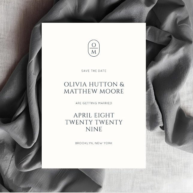 Chic-minimalistische Typografie-Monogramm-Hochzeit Save The Date (Von Creator hochgeladen)