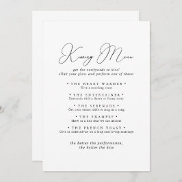 Chic Minimalistische Wedding Kissing Menu Game Car