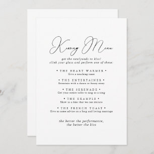 Chic Minimalistische Wedding Kissing Menu Game Car
