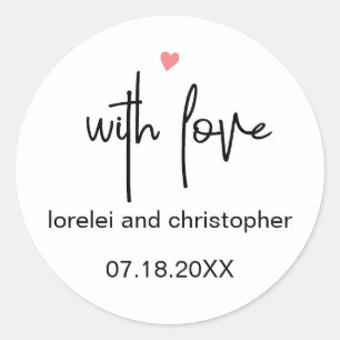 Chic Minimalistischer Schriftart mit Liebe & Herze Runder Aufkleber