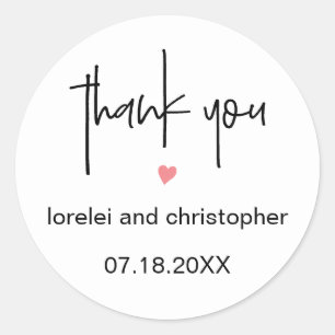 Chic Minimalistischer Schriftart Vielen Dank & Her Runder Aufkleber