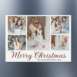 Chic minimalistischer Weihnachts-Fotocollage-Magne Magnetkarte