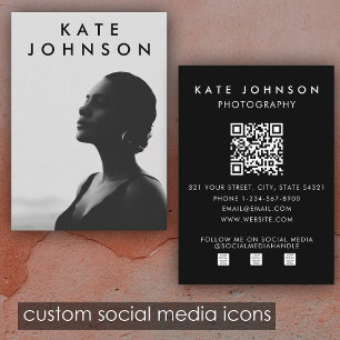 Chic Minimalistisches Berufliches Foto QR-Code Visitenkarte