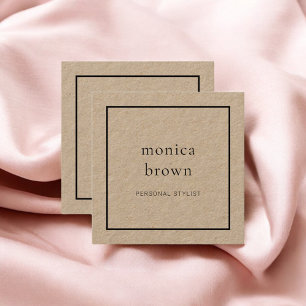 Chic Minimalistisches modernes   Kraftpapier Quadratische Visitenkarte