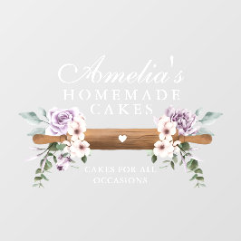 Chic Mint Floral Watercolor Bäckerei Roller Button Fensteraufkleber