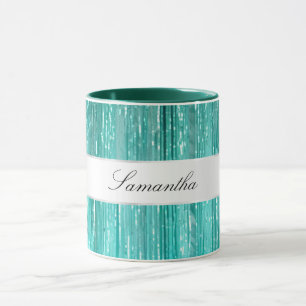 Chic Mint Glam Tinsel Stripes Tasse