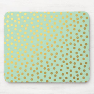 Chic Mint Gold Confetti Dots Mousepad