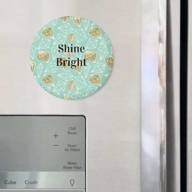 Chic Mint Gold Diamonds Weihnachten Magnet (In Situ (Kühlschrank))