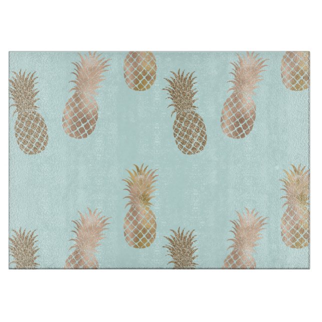 Chic Mint Gold Glam Ananas Schneidebrett (Vorderseite)