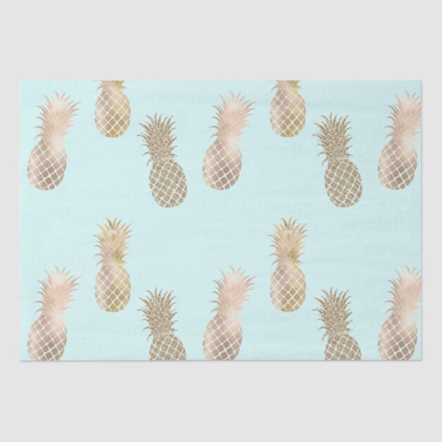 Chic Mint Gold Glam Ananas Seidenpapier (Vorderseite)