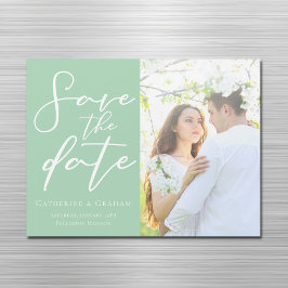 Chic Mint Green Foto Save the Date Magnet Card