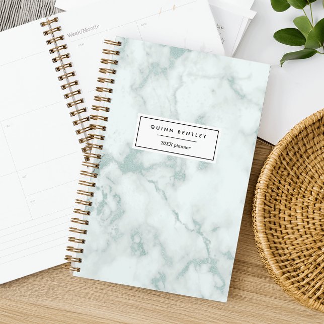 Chic Mint Green Marble Personalisiert Planer (Von Creator hochgeladen)