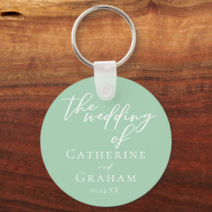 Chic Mint Green Personalisiert Wedding Schlüsselanhänger