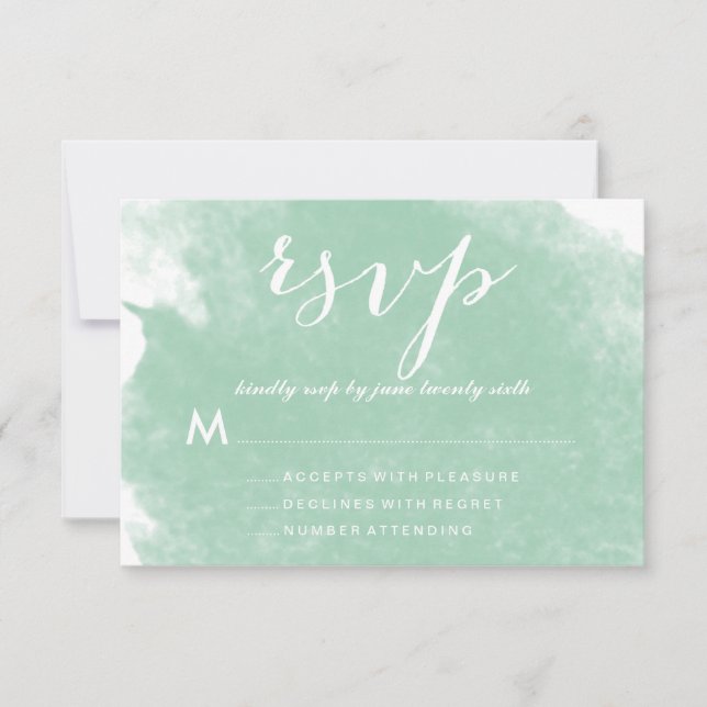 CHIC MINT GREEN WATERCOLOR WEDD RSVP CARDS (Vorderseite)