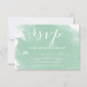 CHIC MINT GREEN WATERCOLOR WEDD RSVP CARDS KARTE