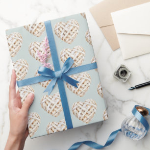 Chic Mint Green White Hearts Bows Brautparty Geschenkpapier