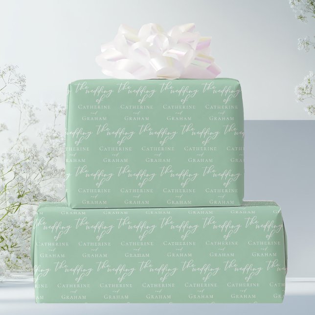 Chic Mint Green White Personalisiert Wedding Geschenkpapier (Von Creator hochgeladen)