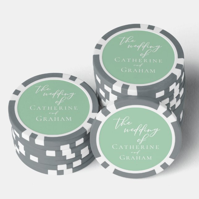 Chic Mint Green White Personalisiert Wedding Pokerchips (Stapel)