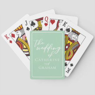 Chic Mint Green White Personalisiert Wedding Spielkarten